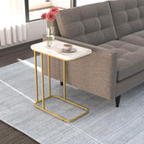Minimalist Stylish Artistic Designer Side Table with Golden Metal Finish - Decor Smart