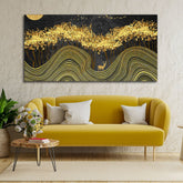 Miraculous Landscape with Golden Deer Texture Canvas Wall Painting - Decor Smart
