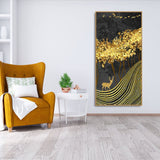 Miraculous Landscape with Golden Deer Texture Wall Painting - Decor Smart