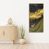 Miraculous Landscape with Golden Deer Texture Wall Painting - Decor Smart
