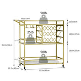 Mirvjena 3 - Tier Metal Bar Cart with Wine Rack and Glass Storage - Decor Smart