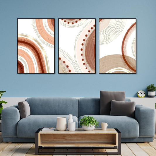 Modern Abstract Pattern Floating Canvas Wall Painting Set of Three - Decor Smart