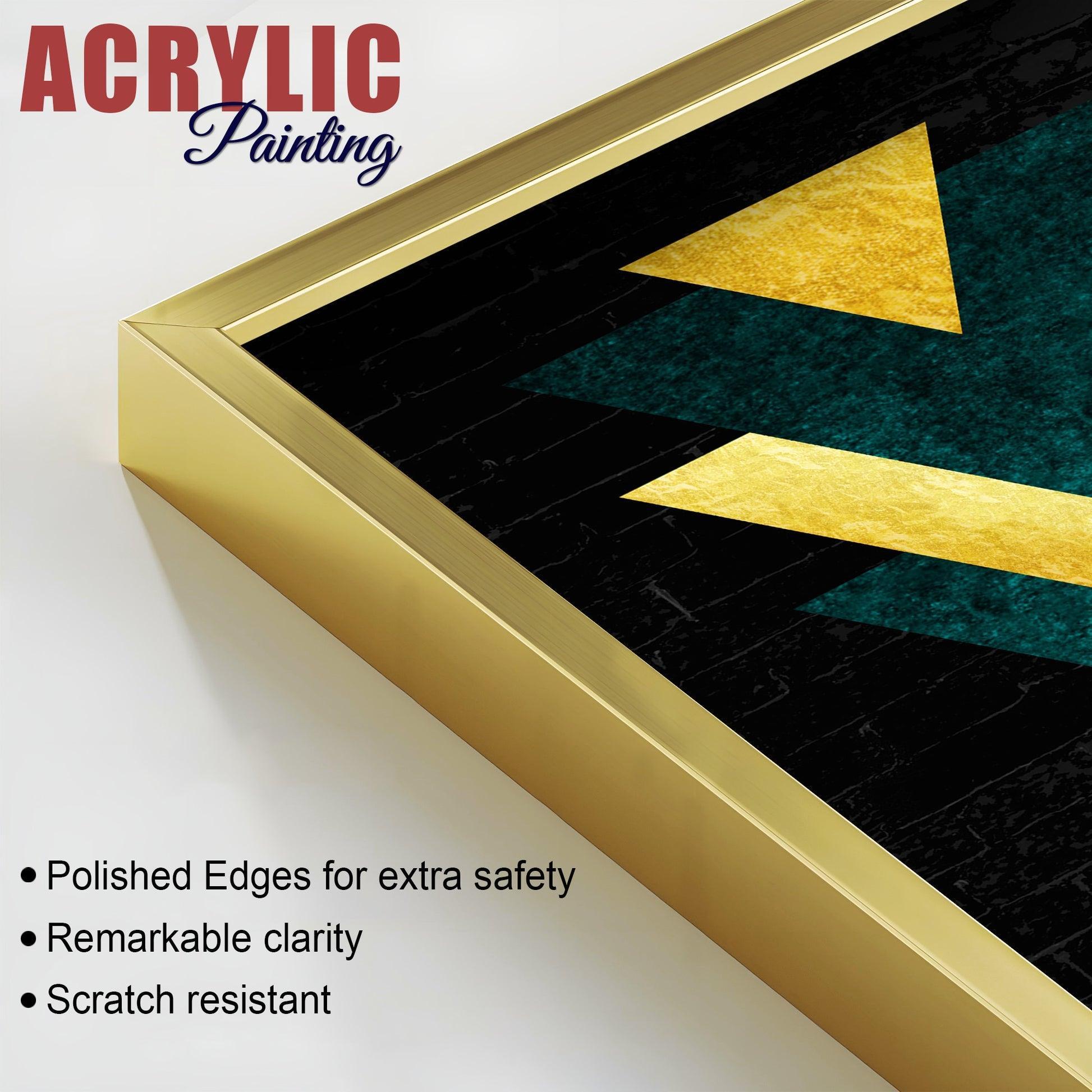 Modern Artistic Geometric Shapes Acrylic Floating Wall Painting Set Of 2 - Decor Smart