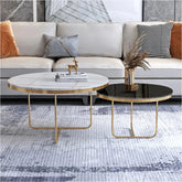 Modern Black & White Round Shaped Nesting Coffee Table Set of 2 - Decor Smart