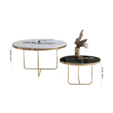 Modern Black & White Round Shaped Nesting Coffee Table Set of 2 - Decor Smart