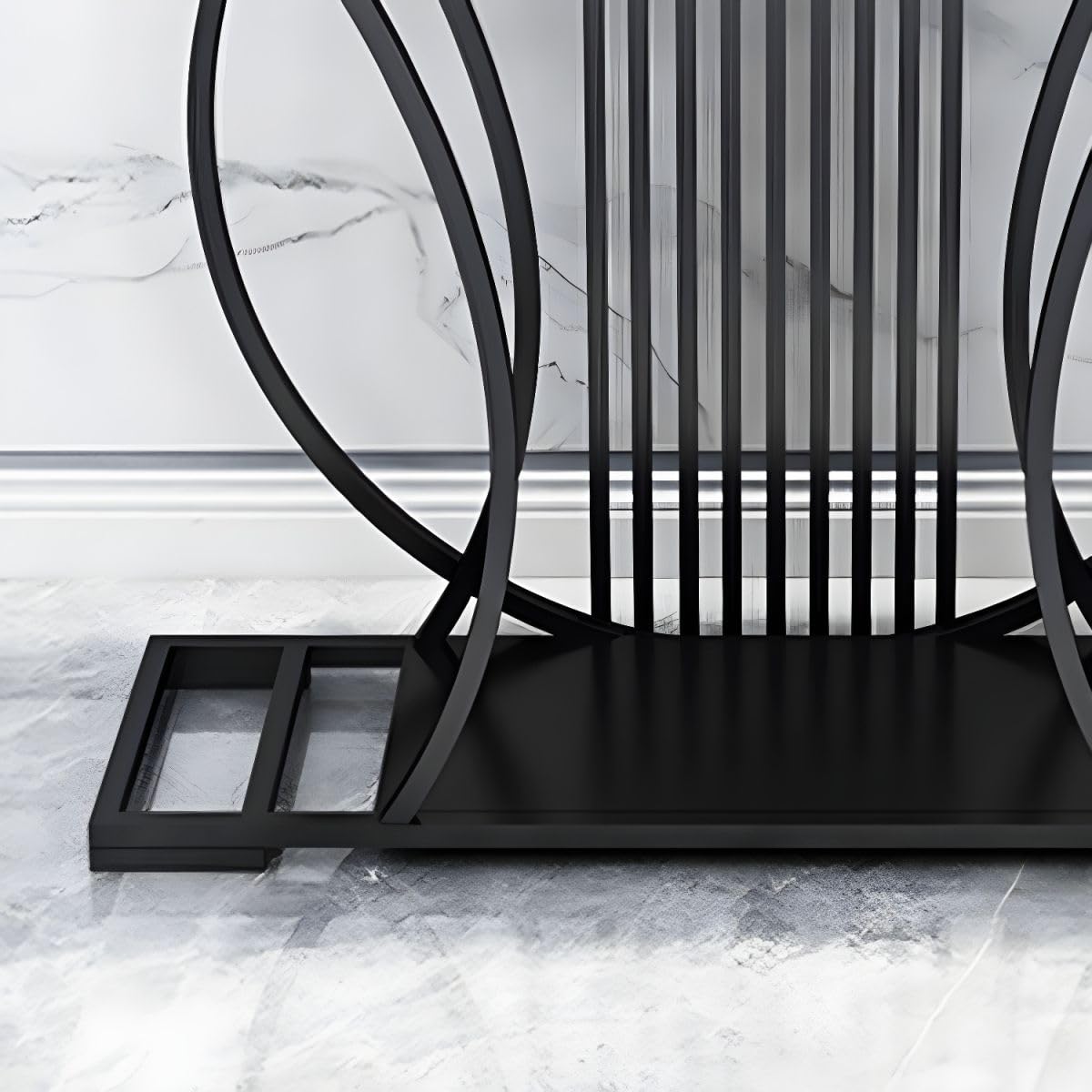 Modern Contemporary White Marble Black Console Table - Decor Smart