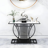 Modern Contemporary White Marble Black Console Table - Decor Smart