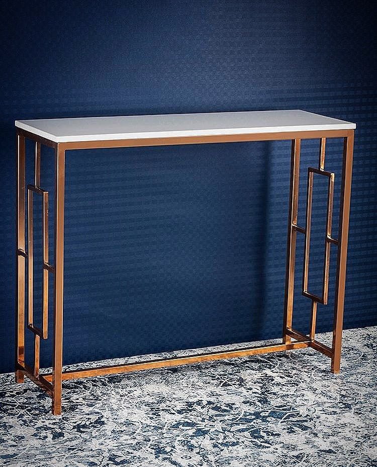 Modern Design Console Table with Copper Metal Finish - Decor Smart
