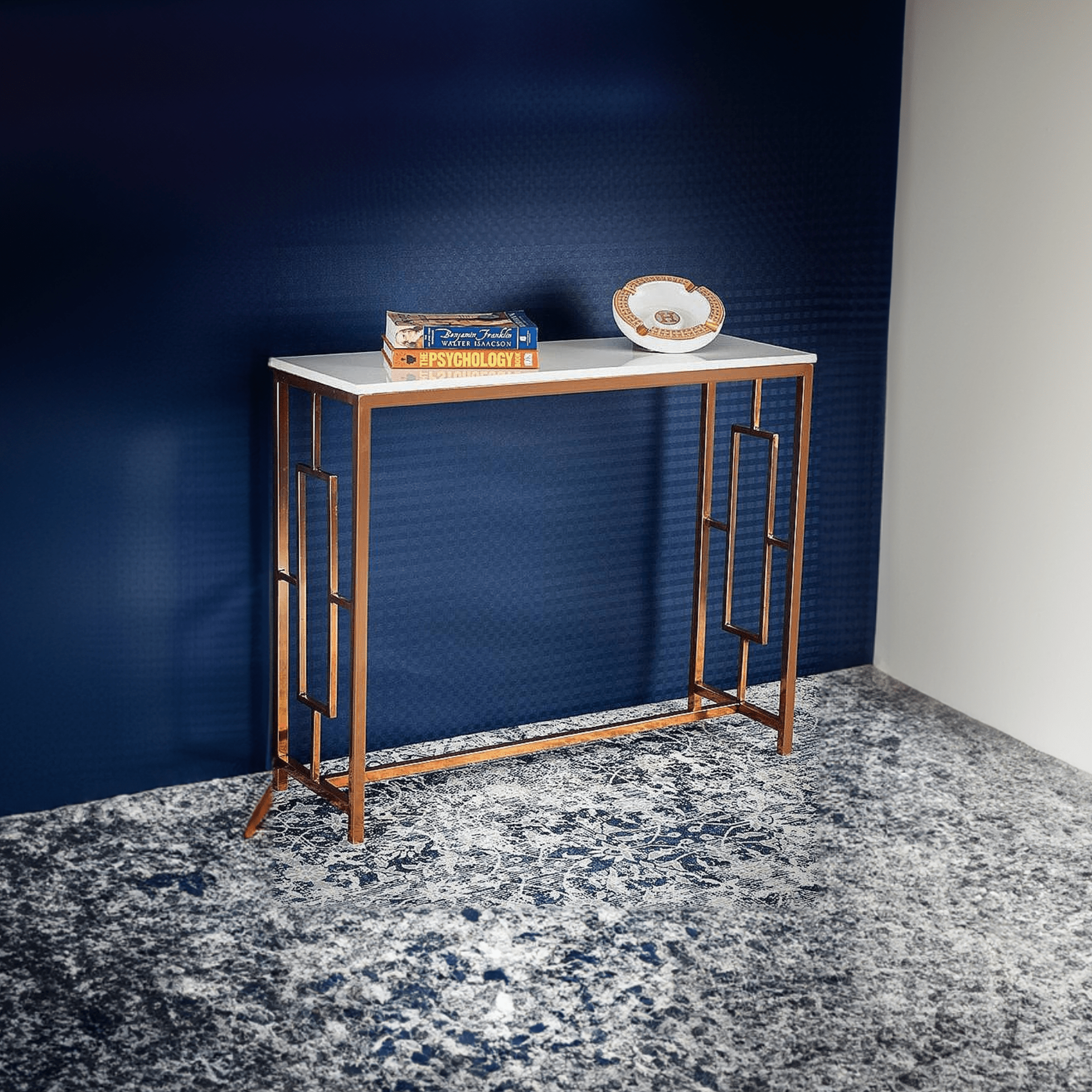 Modern Design Console Table with Copper Metal Finish - Decor Smart