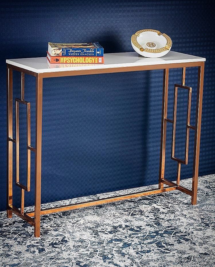 Modern Design Console Table with Copper Metal Finish - Decor Smart