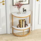 Modern End Semi Circle Side Table with Storage Shelf - Decor Smart