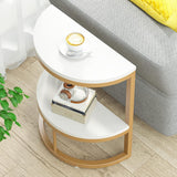 Modern End Semi Circle Side Table with Storage Shelf - Decor Smart