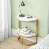 Modern End Semi Circle Side Table with Storage Shelf - Decor Smart