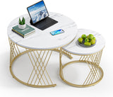 Modern Faux Marble Attractive Design Rounded Coffee Table - Decor Smart