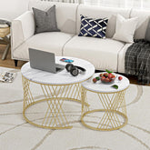 Modern Faux Marble Attractive Design Rounded Coffee Table - Decor Smart