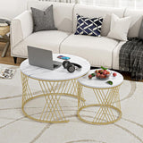 Modern Faux Marble Attractive Design Rounded Coffee Table - Decor Smart