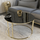 Modern Faux Marble Black Matte Finish Metal Centre Table - Decor Smart