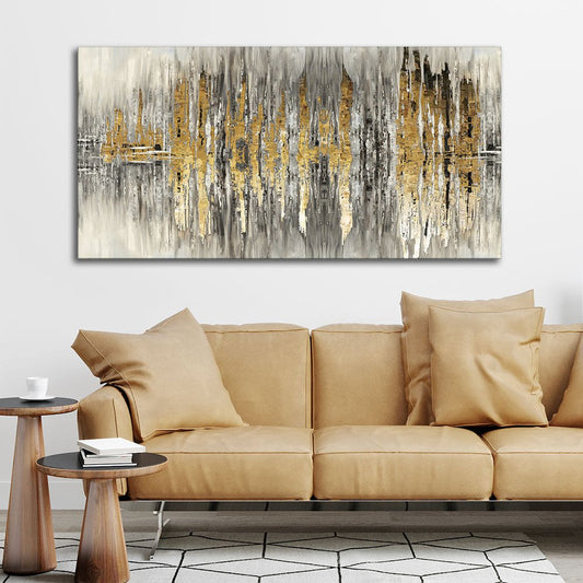 Modern Golden Abstract Design Premium Canvas Wall Painting - Decor Smart