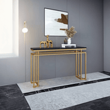 Modern Luxury Black Marble Console Table with Metal Finish - Decor Smart