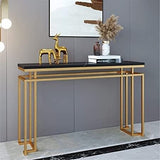 Modern Luxury Black Marble Console Table with Metal Finish - Decor Smart