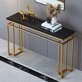Modern Luxury Black Marble Console Table with Metal Finish - Decor Smart