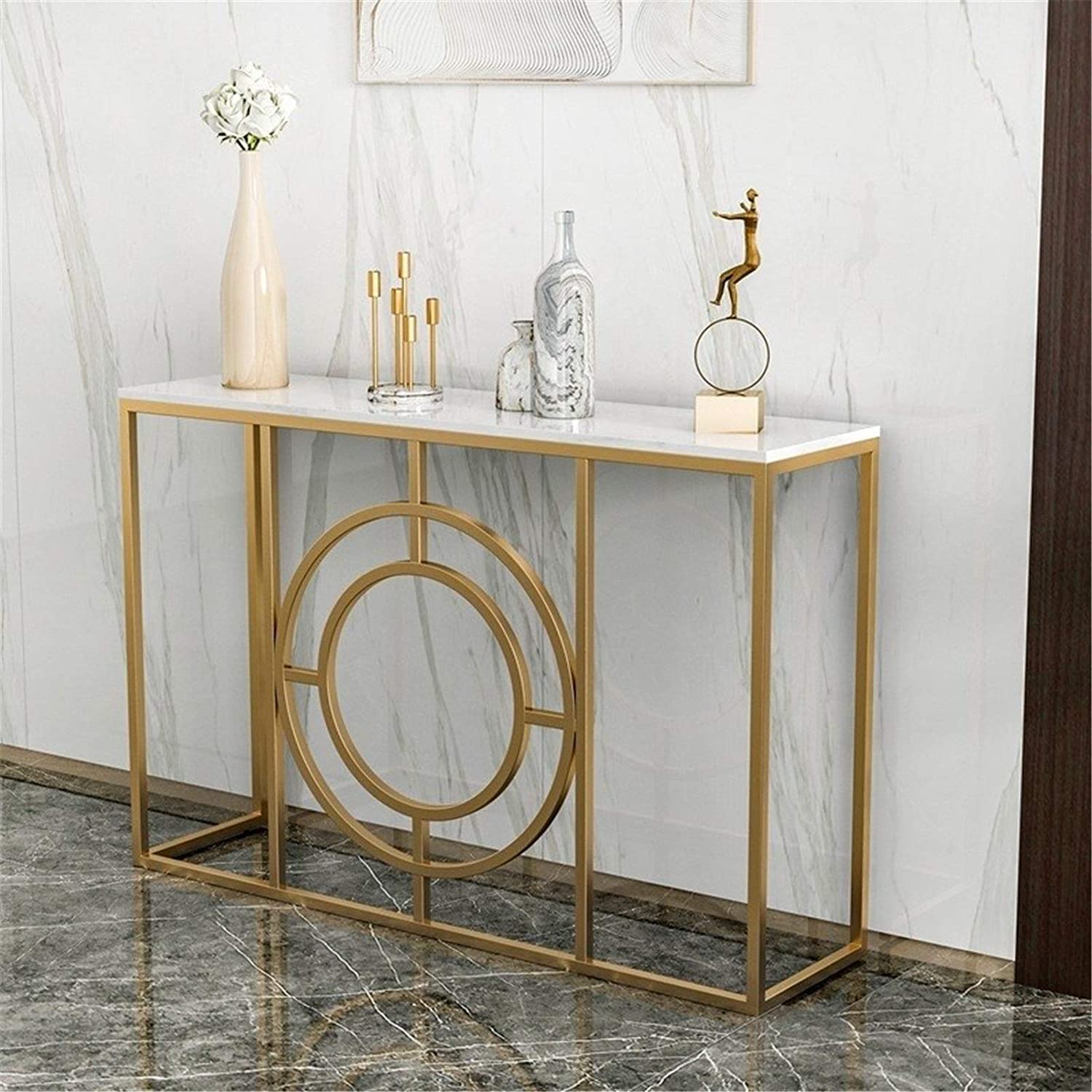 Modern Minimalist White Marble Gold Console Table - Decor Smart
