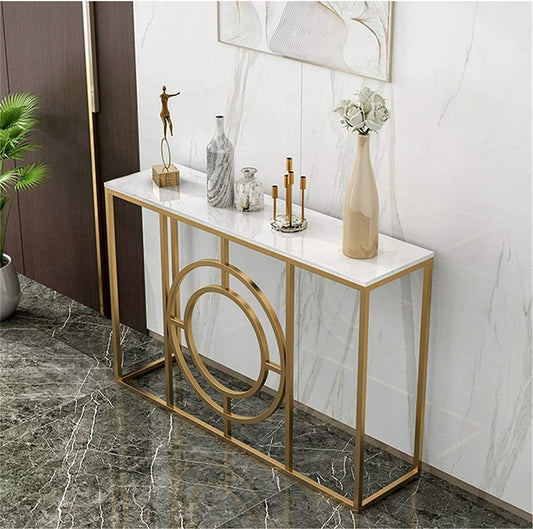 Modern Minimalist White Marble Gold Console Table - Decor Smart