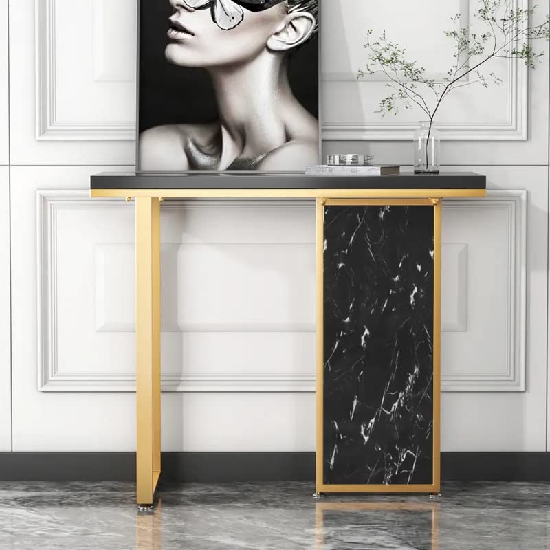 Modern Opulence Black Marble Gold Console Table - Decor Smart