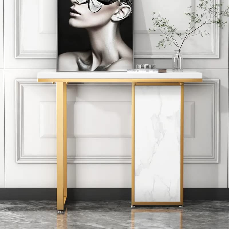 Modern Opulence White Marble Gold Console Table - Decor Smart