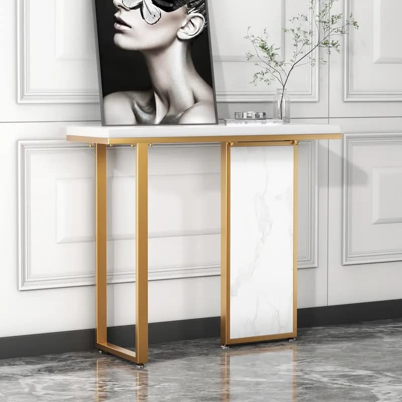 Modern Opulence White Marble Gold Console Table - Decor Smart