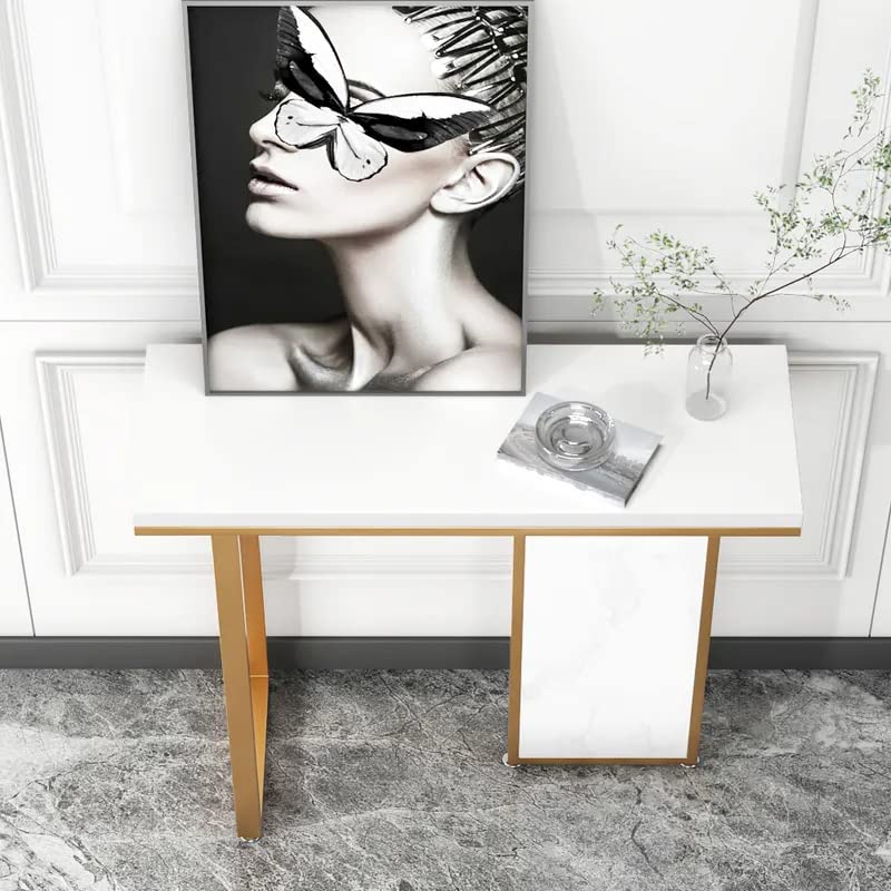 Modern Opulence White Marble Gold Console Table - Decor Smart