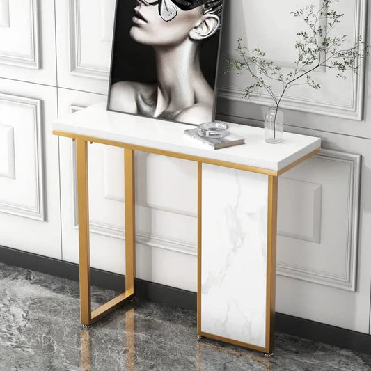 Modern Opulence White Marble Gold Console Table - Decor Smart