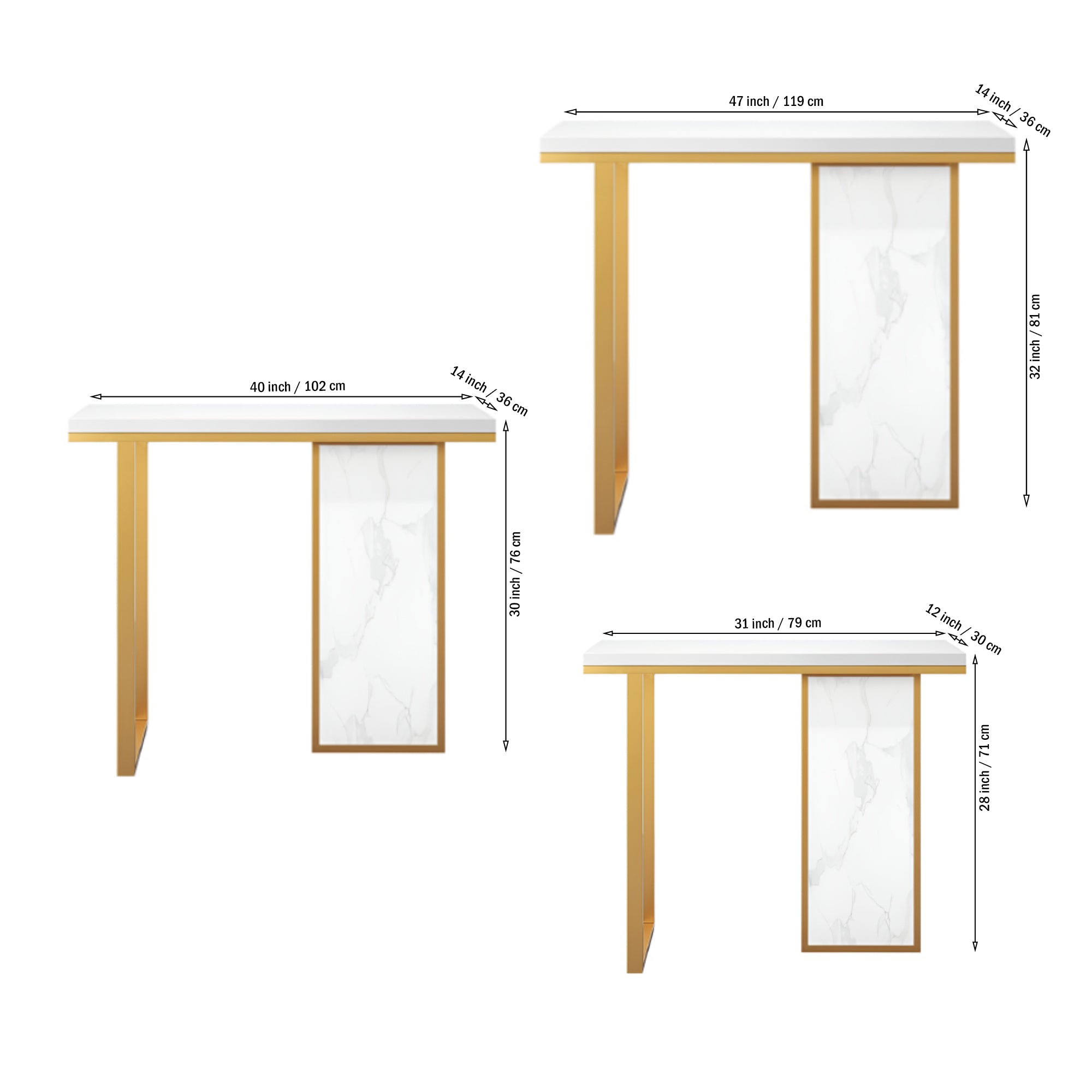 Modern Opulence White Marble Gold Console Table - Decor Smart