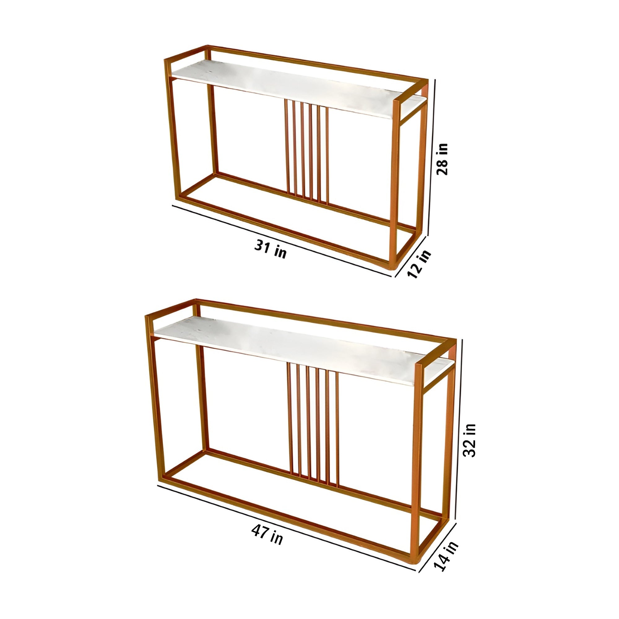Modern Style Console Table In Sleek Copper Rods Design - Decor Smart
