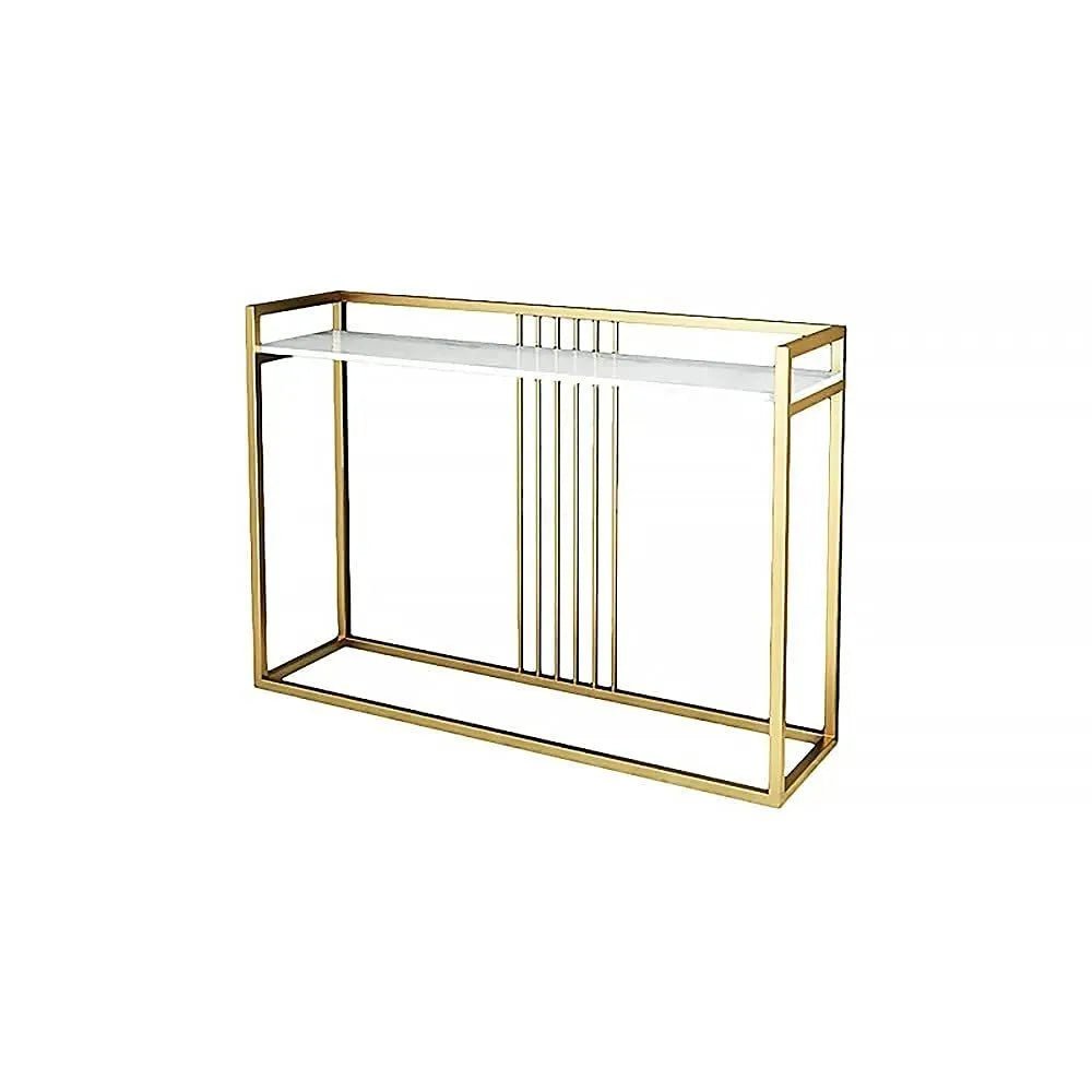 Modern Style Console Table In Sleek Golden Rods Design - Decor Smart