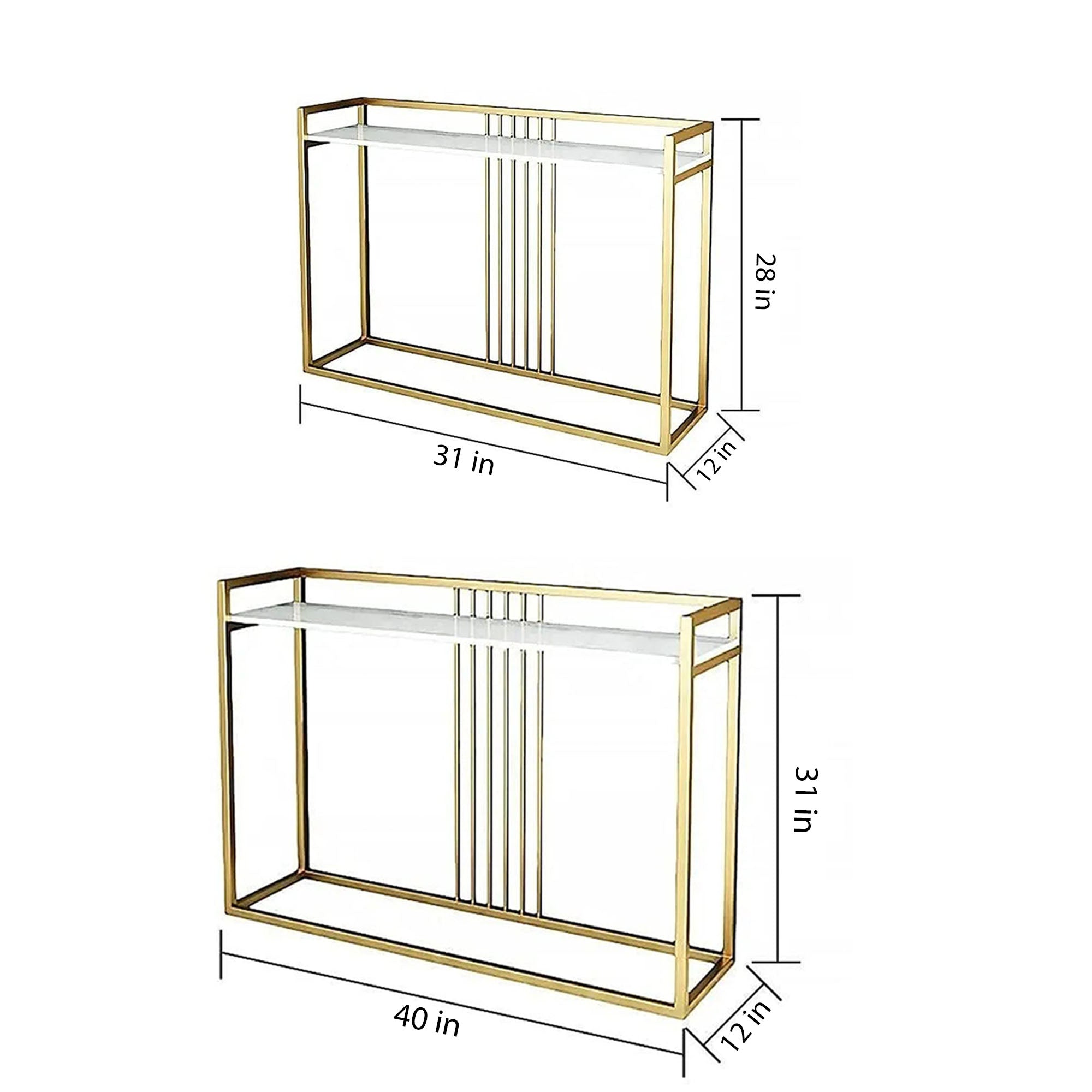 Modern Style Console Table In Sleek Golden Rods Design - Decor Smart