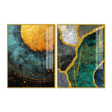 Modern Turquoise Artistic Art Acrylic Floating Wall Painting Set Of 2 - Decor Smart