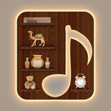 Music Symbol Note Backlit Wooden LED Light Wall Shelf with Walnut Finish - Decor Smart
