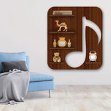 Music Symbol Note Backlit Wooden LED Light Wall Shelf with Walnut Finish - Decor Smart