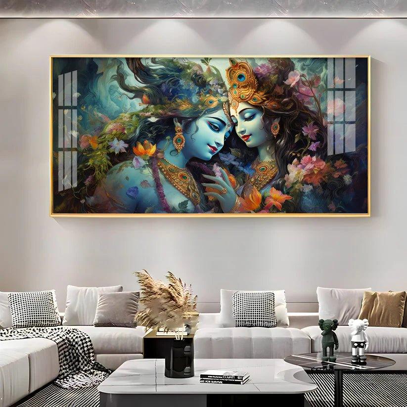 Mystical Love Of Radha Krishna Premium Acrylic Floating Wall Painting - Decor Smart