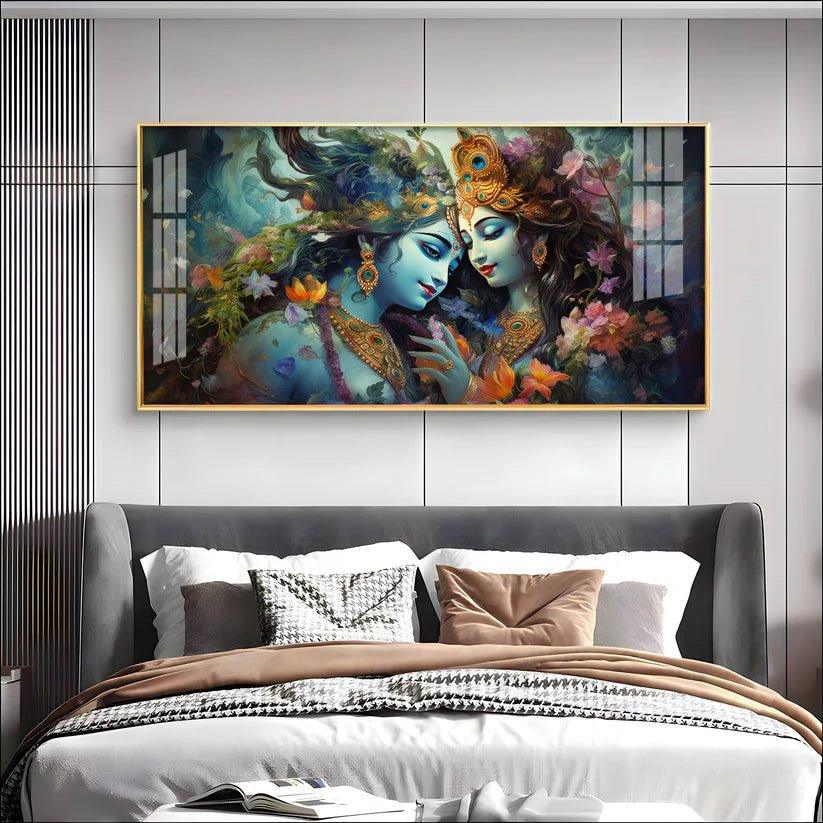 Mystical Love Of Radha Krishna Premium Acrylic Floating Wall Painting - Decor Smart