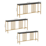Narrow Long Faux Black Marble Gold Console Table - Decor Smart