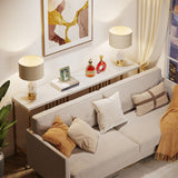 Narrow Long Faux White Marble Gold Console Table - Decor Smart