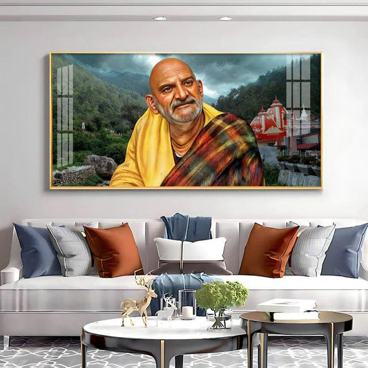 Neem Karoli Baba Ji Premium Acrylic Floating Wall Painting - Decor Smart