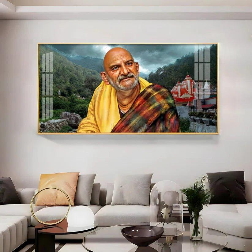 Neem Karoli Baba Ji Premium Acrylic Floating Wall Painting - Decor Smart