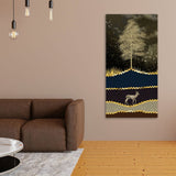 Night Landscape with Blue and golden Deer Premium Canvas Wall Painting - Decor Smart
