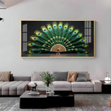 Noir Peacock Premium Acrylic Floating Wall Painting - Decor Smart