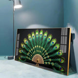 Noir Peacock Premium Acrylic Floating Wall Painting - Decor Smart