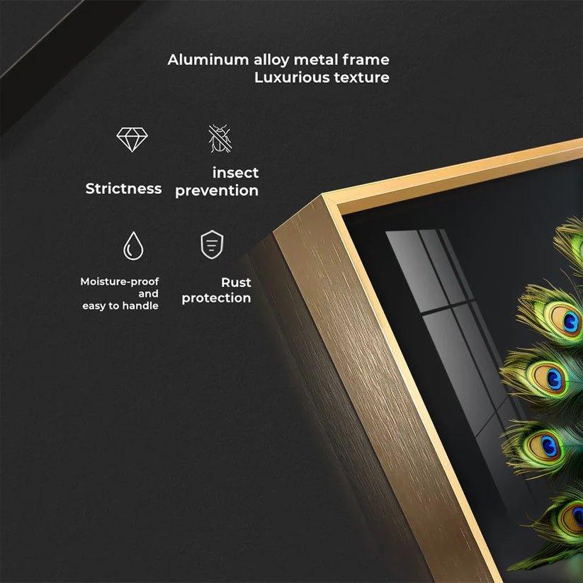Noir Peacock Premium Acrylic Floating Wall Painting - Decor Smart