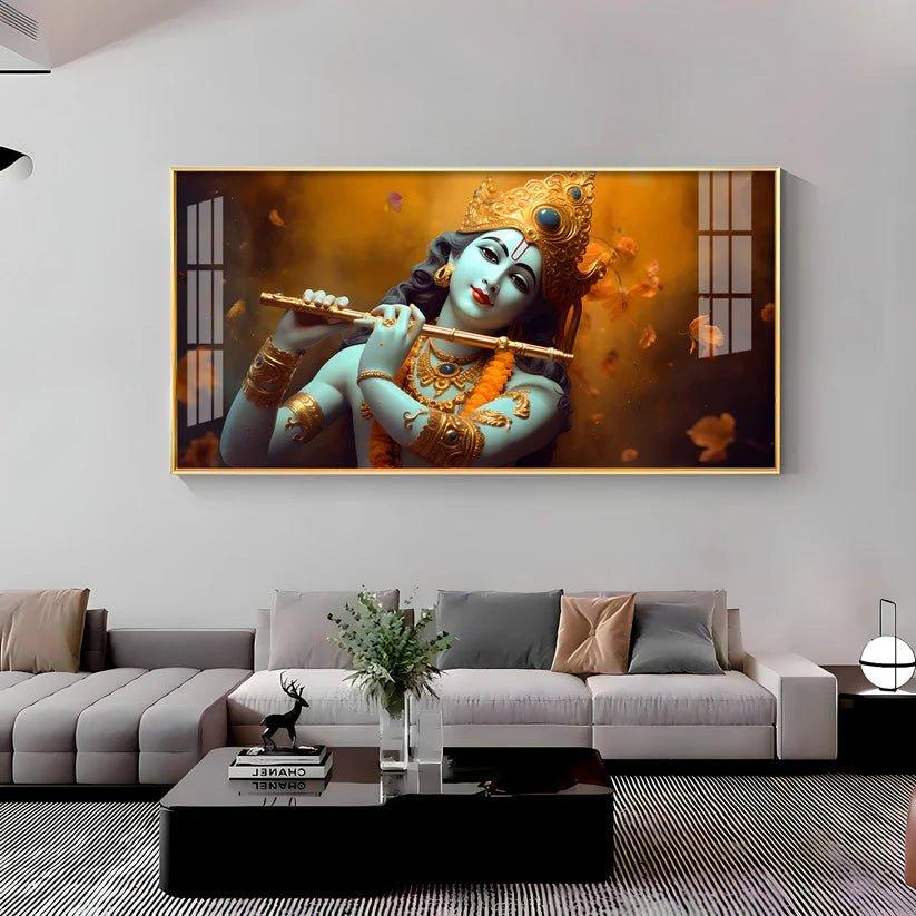 Om Jai Shree Krishna Premium Acrylic Floating Wall Painting - Decor Smart